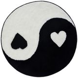 Beyond Deco Kalp Yin Yang Halı 35 inç, Tepeli El Yapımı Yumuşak Trendy Yuvarlak Alan Halı Oturma Odası, Mutfak, Çocuk oyun odası, Sevimli Dayanıklı Halı mat ile Tasarım Ev Dekoru