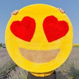 Beyond Deco Smiley Heart Eye Halı 70 cm, El Yapımı Püsküllü Kabarık Komik Halı, Ev Dekorasyonu Makinede Yıkanabilir Banyo Matematik, Güzel Ev Dekoru Hediyesi