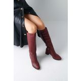 Beyond Kadın Bordo Barselona Uzun Topuklu Deri Çizme 6.5cm BYNDRSL2432
