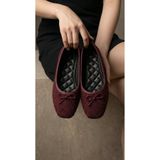 Beyond Kadın Bordo Tüvit Kumaş Fiyonklu Mary Jane Babet 1cm BYNDLCK01