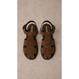 Beyond Kadın Kahverengi Bantlı Tokalı Kafes Model Süet Sandalet 1.5cm BYNDSK107