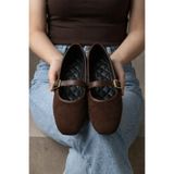 Beyond Kadın Kahverengi Tokalı Süet 1cm Mary Jane Babet BYNDSHR04