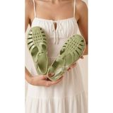 Beyond Kadın Parlak Fıstık Yeşili Hasır Şeritli Jelly Sandalet 2cm BYNDHASJLLY01