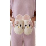 Beyond Kadın Pudra Hello Motifli Tüylü Ev Terliği 3 Cm BYNDTİMJHK01