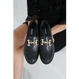 Beyond Kadın Siyah Deri Ogc Tokalı Loafer Makosen Ayakkabı 3cm Byndlfrk01