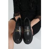 Beyond Kadın Siyah Deri Yeni Gc Kalın Taban Loafer Makosen Ayakkabı 4,5cm Byndlfrk02