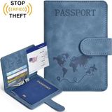 Beypa Pasaport Kılıfı Baskı Desenli Kredi Kartı-Sim Kart-Cüzdan Bölmeli-Rfid Manyetik Kapama - Gökyüzü Mavi