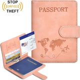 Beypa Pasaport Kılıfı Baskı Desenli Kredi Kartı-Sim Kart-Cüzdan Bölmeli-Rfid Manyetik Kapama - Pembe