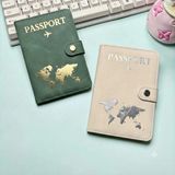 Beypa Pasaport Kılıfı Harita Desenli-Tokalı Çift 2 Li - Bej - Yeşil - 2 Lİ
