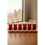 Beyra Decor 6’lı Çay Görünümlü Cam Bardak Jel Mum Seti – Dekoratif Ambiyans Mum - Koyu Kırmızı