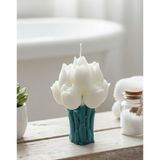 Beyra Decor Beyaz Lale Buketi Dekoratif Mum El yapımı