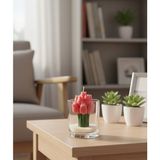 Beyra Decor El Yapımı Lale Buketi Bardak Mum – Dekoratif Doğal Soya Mum - Açık Pembe