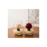 Beyra Decor Kırmızı Beyaz Lale Mum İkili Set - Cam Bardakta Dekoratif Çiçek Mum Tasarım Doğum Günü Söz Nişan Hediyelik beyradecor2026072