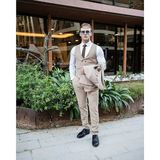 Beystil Erkek Mono Yaka Krem Takım Elbise Porche - Slim Fit - 56