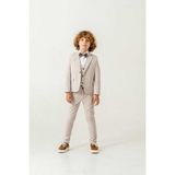 Beystil Sivri Yaka Bej Yelekli Çocuk Takım Elbise Set -Slim Fit - 14 Yaş