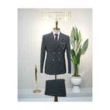 Beystil Sivri Yaka Gri Kruvaze Takım Elbise Nikol - Slim Fit - 52