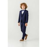 Beystil Sivri Yaka Lacivert Yelekli Çocuk Takım Elbise Set -Slim Fit - 14 Yaş
