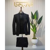 Beystil Sivri Yaka Siyah Takım Elbise Elanor - Slim Fit - 6 Drop - 52