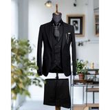 Beystil Sivri Yaka Siyah Takım Elbise Nikol - Slim Fit - 6 Drop - 52