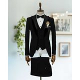 Beystil Sivri Yaka Siyah Yelekli Damatlık & Smokin Takım -Slim Fit - 6 Drop - 54