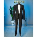 Beystil Siyah Spor Casual Çizgili Takım Elbise Parodi -Slim Fit - 6 Drop - 56