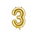 BeySüS 3 Rakam Folyo Balon Altın Rengi (36 cm)