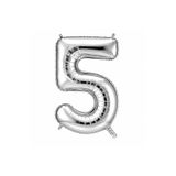 BeySüS 5 Rakam Folyo Balon Gümüş Rengi (36 cm)