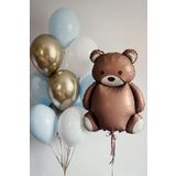 Beysüs Ayıcık Folyo Balon Seti Mavi Beyaz ve Gold Krom Balon 10 lu