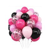 Beysüs Black Pink Transparent Pembe Siyah Şeffaf 50 Adet Balon Seti Zincir Aparatı ve Balon Bandı