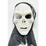 Beysüs Halloween Maske İskelet Kuru Kafa Tüllü Siyah Beyaz