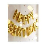 Beysüs Happy Bırthday Folyo Balon Doğum Günü Parti Happy Bırthday Altın Renk Folyo Balon