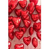 Beysüs Kırmızı Kalp Folyo Balon Parlak 5 Adet 45cm