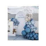 BeySüS Retro Fırtına Mavisi Derin Okyanus Deniz Kumu Beyaz Balon Zinciri Seti 60 Adet Balon Pompa Ve Zincir Seti