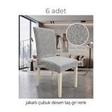 beyvetçe (6 ADET) jakarli çubuk DESEN LİKRALİ KUMAŞ Sandalye Örtüsü, Lastikli, Esnekli ,kaliteli SANDALYE KILIFI