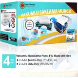 Beyyine Home Marufmarket Vakumlu Saklama Poşet Seti 4'lü Baza Altı Için Uygundur ŞEFFAF