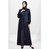 Beyza 3901 Tesettür Şeritli Lacivert Ferace