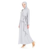 Beyza 5308 Yapıştırma Taş Detayı Olan Gri Tesettür Elbise