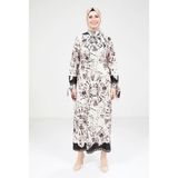 Beyza Baskılı Siyah Elbise 9213