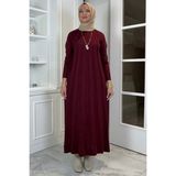 Beyza Fitilli Triko Elbise Bordo - Fashion - Standart