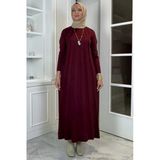 Beyza Fitilli Triko Elbise Bordo