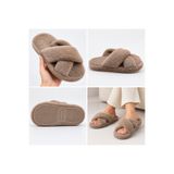 Beyza shoes Kadın Peluş Ev Terliği Çapraz Bantlı Yumuşak Tüylü Kışlık Terlik