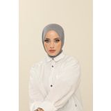 Beyzak Gri Pratik Penye Şal - Kadın Tesettür Cırt Cırtlı Hijab Bone