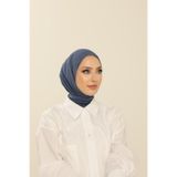 Beyzak Indigo Pratik Penye Şal - Kadın Tesettür Cırt Cırtlı Hijab Bone