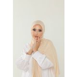 Beyzak Krem Luxury Penye Şal - Kadın Tesettür Jersey Hijab Lycra Shawl