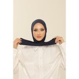 Beyzak Lacivert Pratik Penye Şal - Kadın Tesettür Cırt Cırtlı Hijab Bone