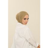 Beyzak Yağ Yeşili Pratik Penye Şal - Kadın Tesettür Cırt Cırtlı Hijab Bone