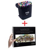 BEYZANA 2’li Set 36 Bez Çantalı Keçeli Kalem Seti + Marker Kalem Boyama Defteri 16K