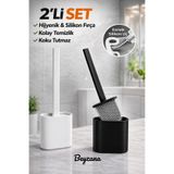 BEYZANA 2’li Set Beyaz ve Siyah Renk Silikon Tuvalet Fırçası & Silikon Wc Klozet Fırçası
