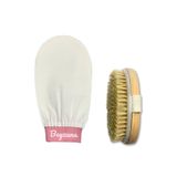BEYZANA 2’li Set Ekru Banyo Duş Kesesi Peeling Eldiveni %100 Floş Ipek & Doğal At Kılı Selülit Fırçası