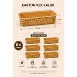 BEYZANA 6’lı Dikdörtgen Cupcake Kalıbı | Baton Kek Kalıbı | Kraft Kek Desenli Muffin Kalıbı